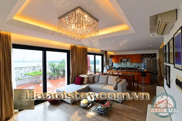 Siêu hót với căn hộ 5 sao: cho thuê căn hộ dịch vụ penhouse 3 phòng ngủ ban công cực rộng mặt hồ Tây 5
